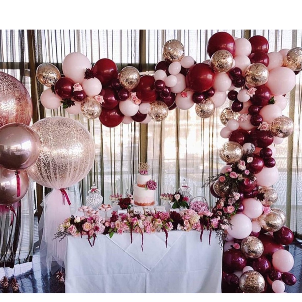 126pcs Burgundy Balloon Garland Arch Kit